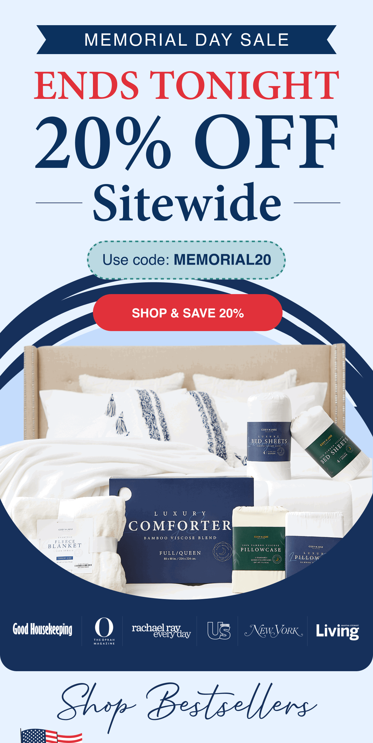 ENDS TONIGHT: 20% OFF sitewide with code MEMORIAL20
