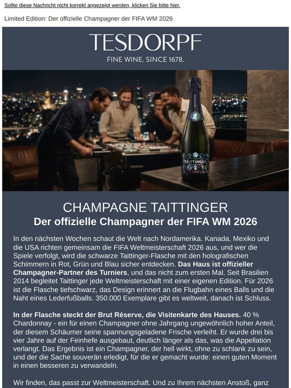 Special FIFA-Edition: Taittingers Weltmeister-Champagner