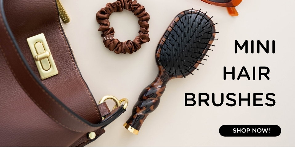 TELETIES Tan and Tortoise Mini Hair Brushes