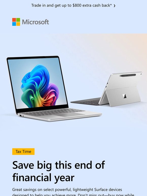 Save up to AU$1,151.80 on Surface during tax time
