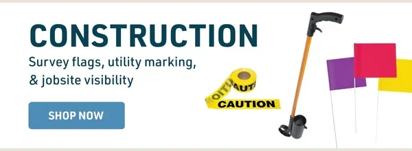 Construction: survey flags, utility marking, and jobsite visibility