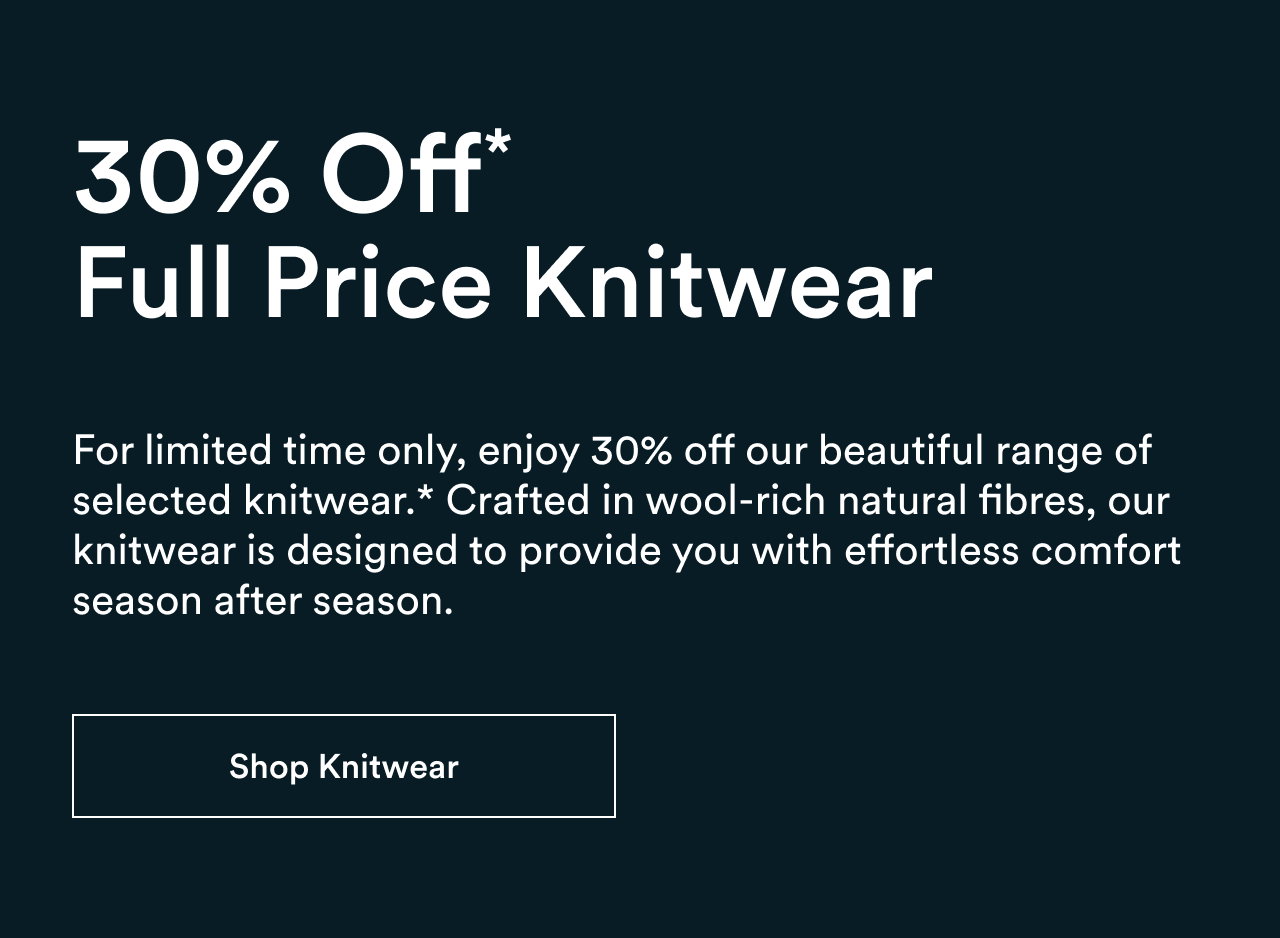 30% off full priced knitwear