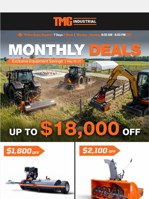 Last Chance for May Equipment Savings