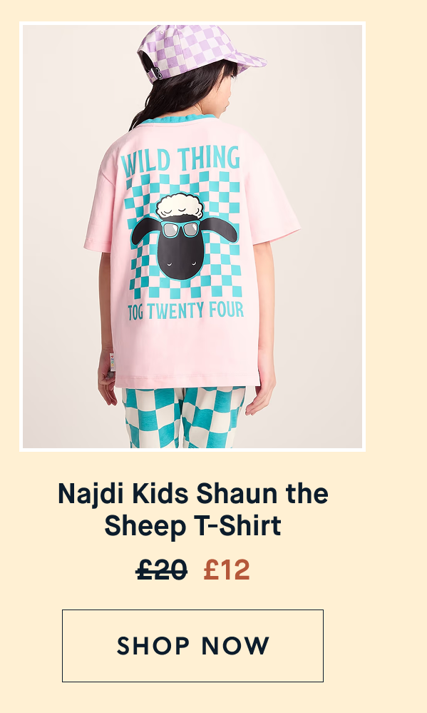 Najdi Kids Shaun the Sheep T-Shirt - Milkshake Pink