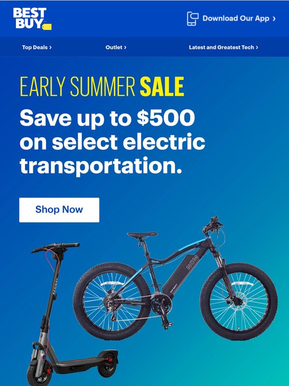 Save up to $500 on select electric transportation.