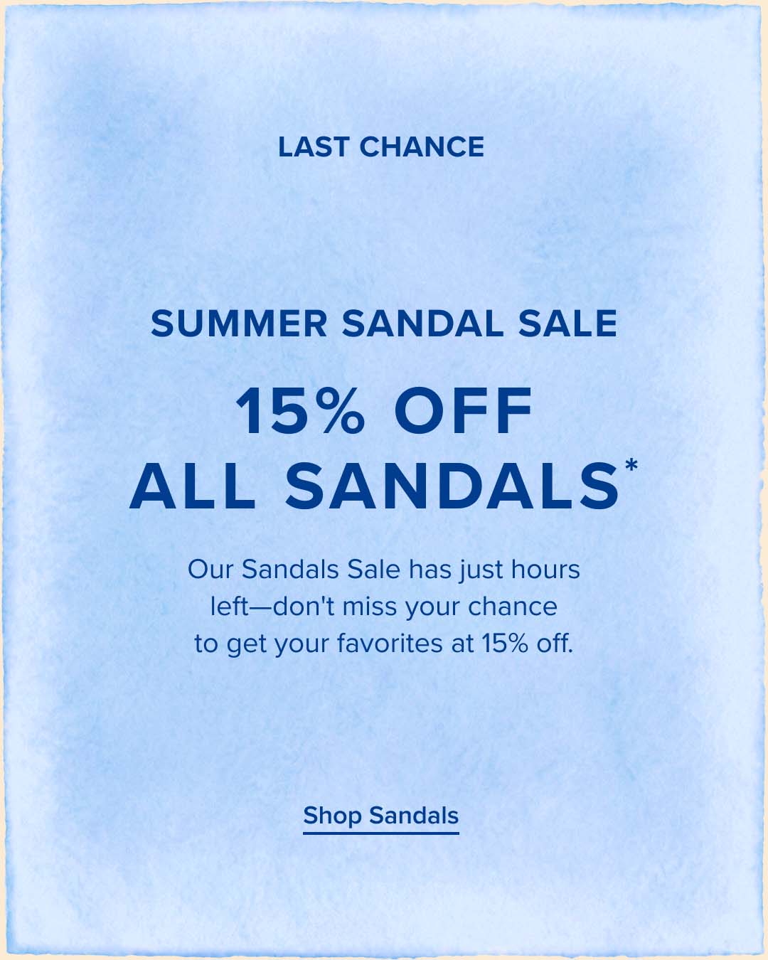 15% off all sandals