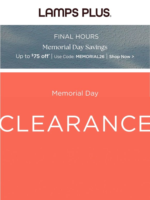 Memorial Savings Continue! Clearance Up to 70% Off