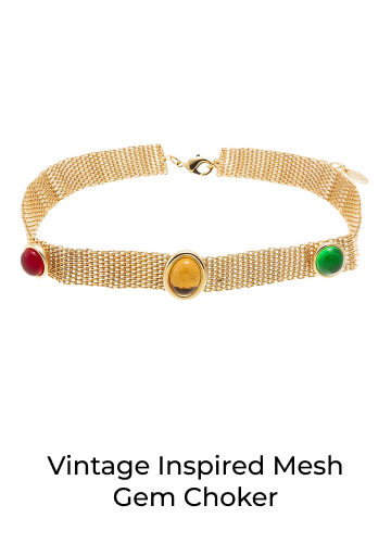 Vintage Inspired Mesh Gem Choker