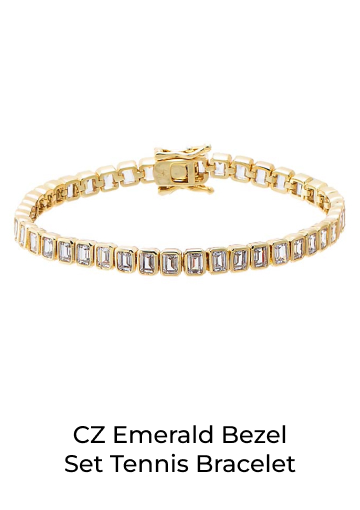 CZ Emerald Bezel Set Tennis Bracelet