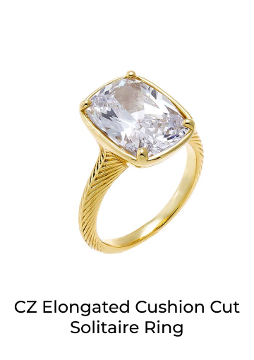 CZ Elongated Cushion Cut Solitaire Ring