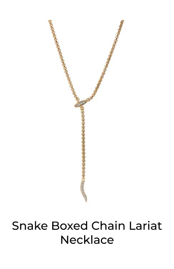 Snake Boxed Chain Lariat Necklace