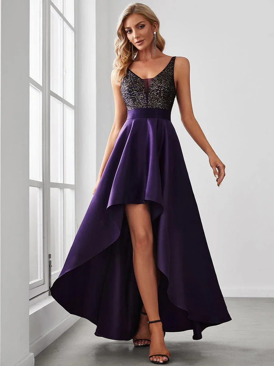 Image of ever ALYNA|Sparkly Bodice High Low Prom Dresses for Women