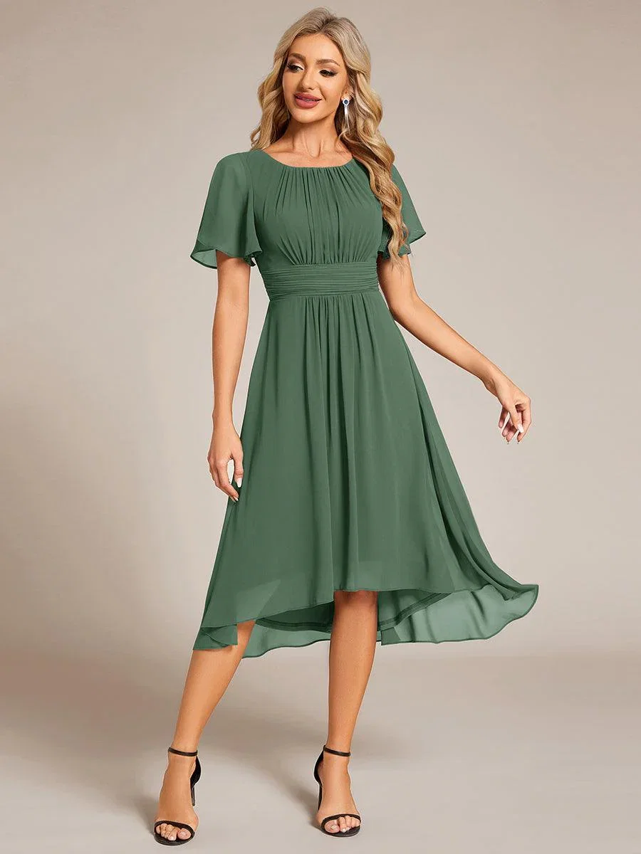 Image of ever EDEN|Flowy Chiffon Round Neckline A-Line Knee Length Wedding Guest Dress
