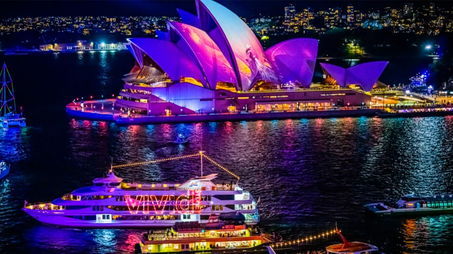 Two-Hour Vivid Sydney 5pm Sunset Dinner Cruise with Live Music & Harbour Views