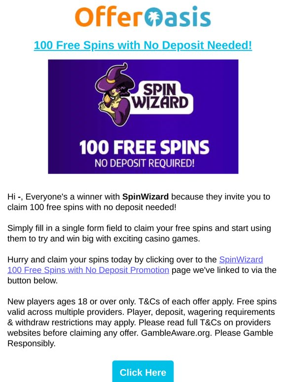 You've Won 100 Free Spins with No Deposit Needed!