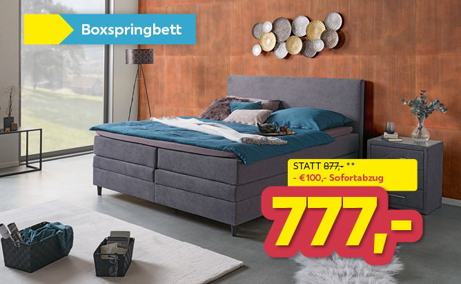 Boxspringbett, statt 877€, -100€ Sofortabzug, 777€