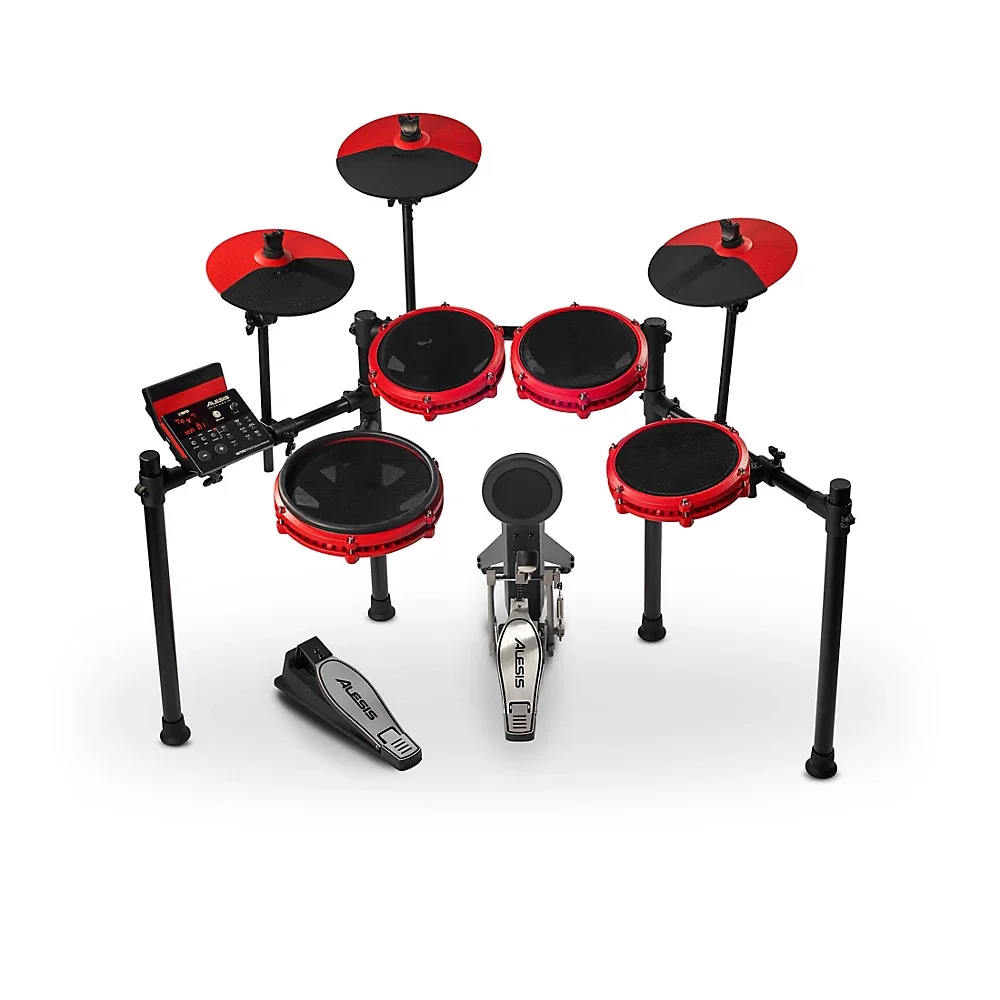 Alesis Nitro Max Mesh 8-Piece Electronic Drum Set With Bluetooth and BFD Sounds Red