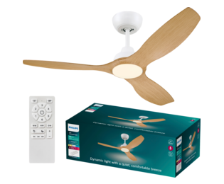 Philips LED Olas Deckenventilator 30 W (Ø x H) 1320 mm x 310 mm Weiß mit F...