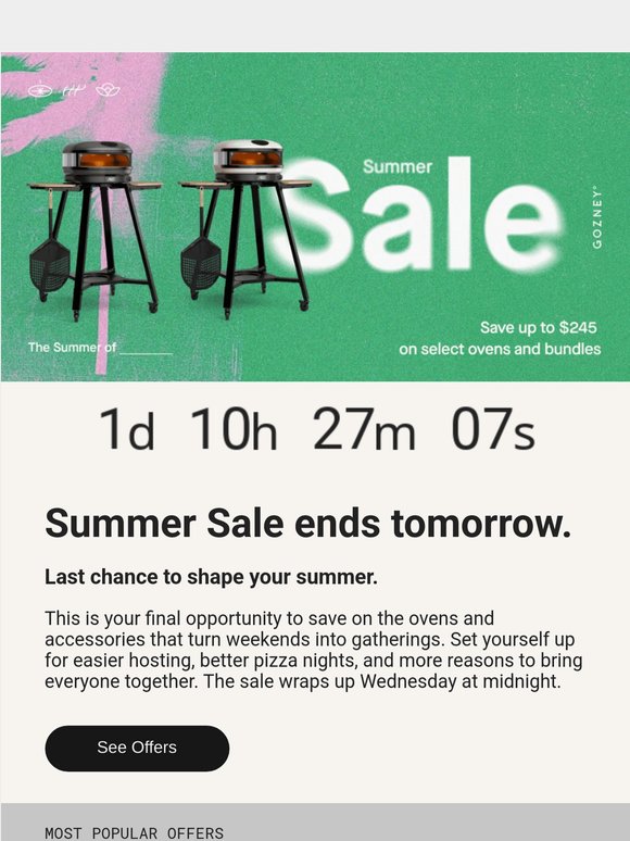 Summer Sale Event Ends Tomorrow