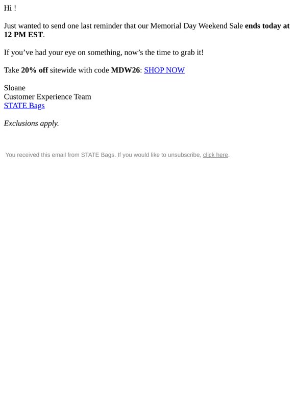 Last Chance to Save 20%