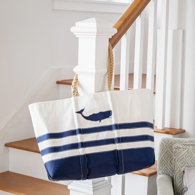 Breton Stripe Whale Ogunquit Beach Tote