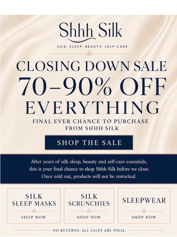 Final Ever Shhh Silk Sale: 70–90% Off