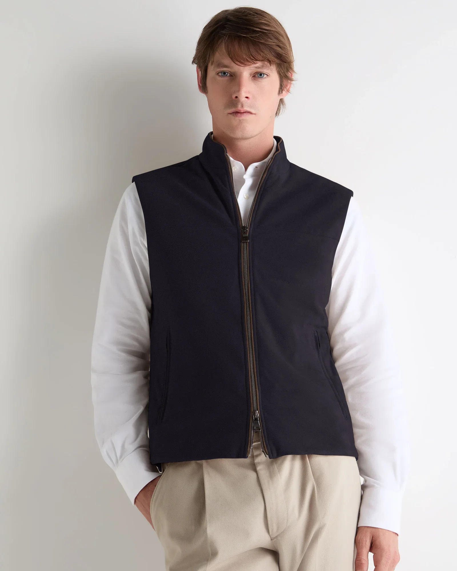 Image of Men's Belgravia Suede Gilet Navy Blue