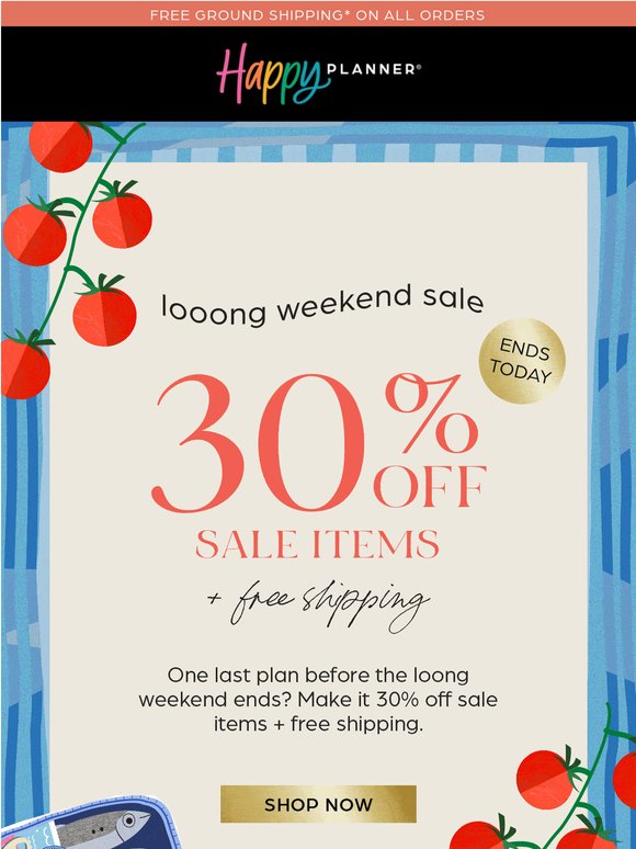 30% OFF + Free Shipping—Ends Today