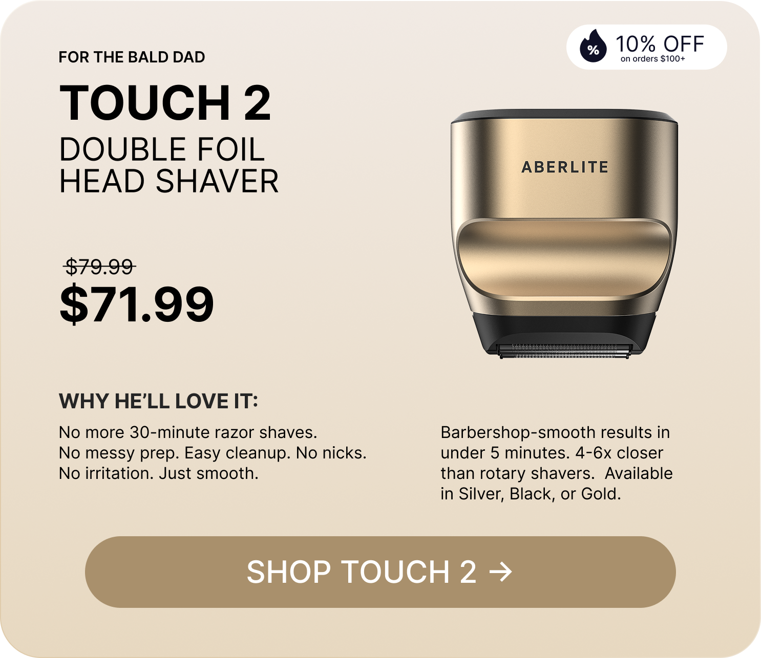 FOR THE BALD DAD TOUCH 2 DOUBLE FOIL HEAD SHAVER
