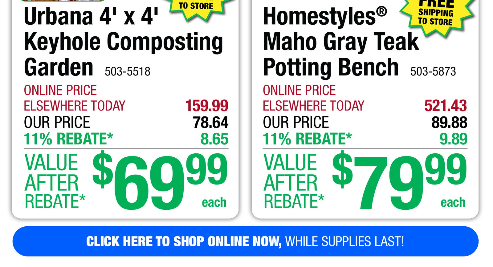 Homestyles® Maho Gray Teak Potting Bench - ONLY $79.99 After Rebate*!