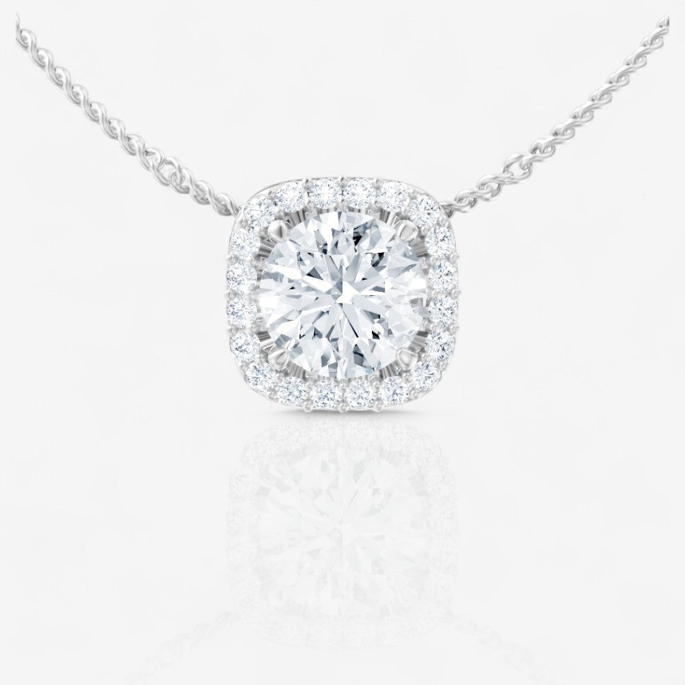 CUSTOM CUSHION HALO LAB-GROWN DIAMOND PENDANT