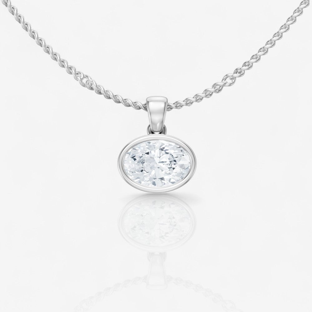 CUSTOM BEZEL-SET OVAL CUT SOLITAIRE DIAMOND PENDANT