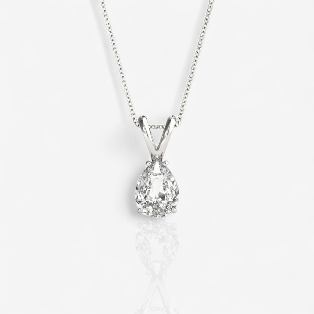 CUSTOM SPLIT BAIL PEAR CUT SOLITAIRE DIAMOND PENDANT