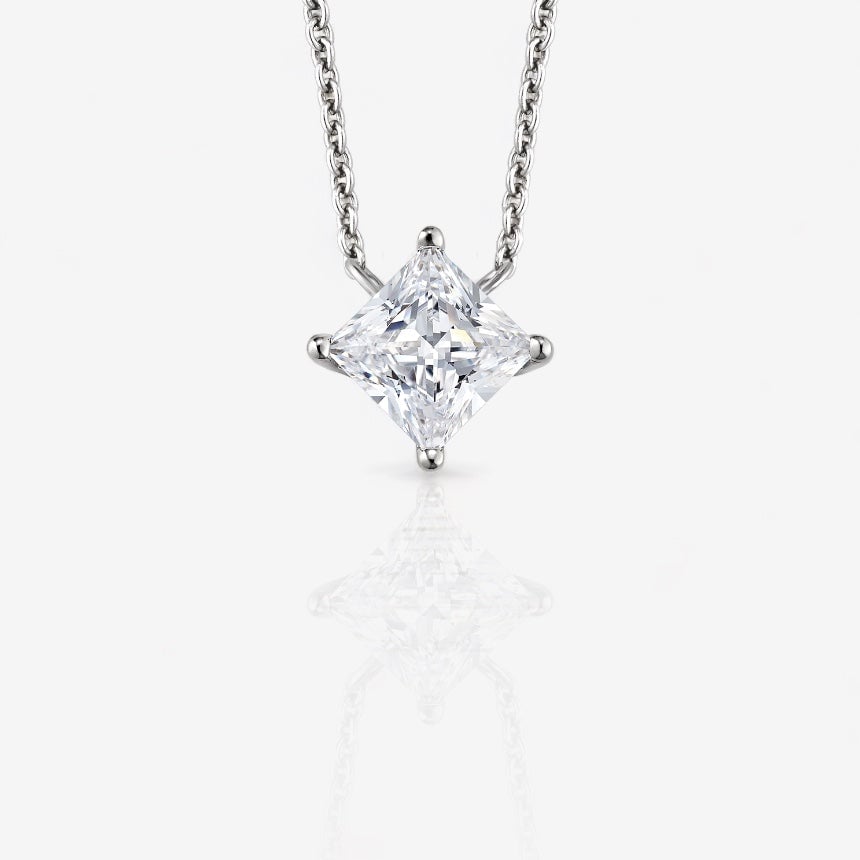 CUSTOM PRINCESS CUT SOLITAIRE DIAMOND PENDANT