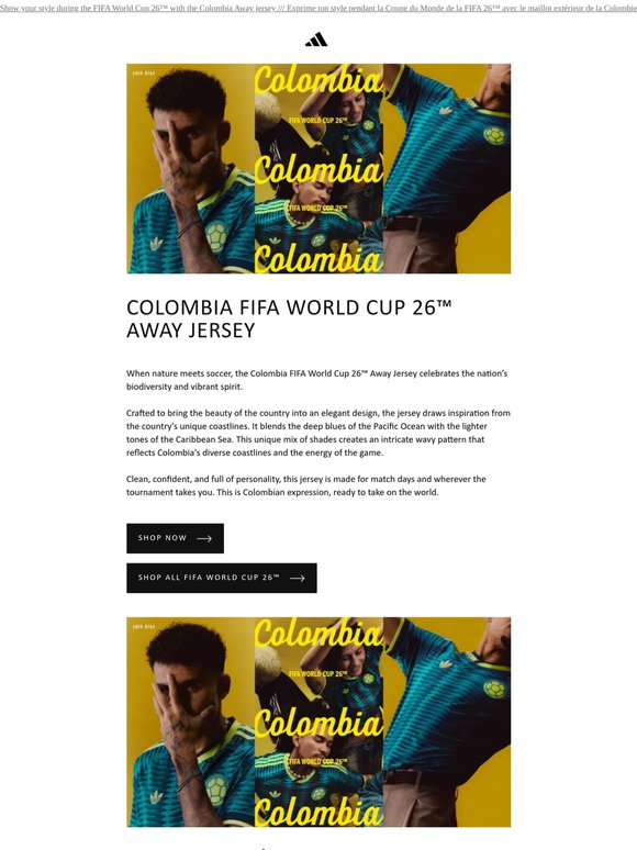 Colombia FIFA World Cup 26™ Away Jersey /// Maillot Extérieur Colombie Coupe du Monde de la FIFA 26™