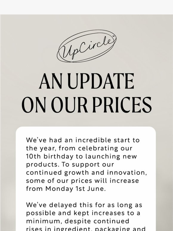 —, an update from us, with a big thank you