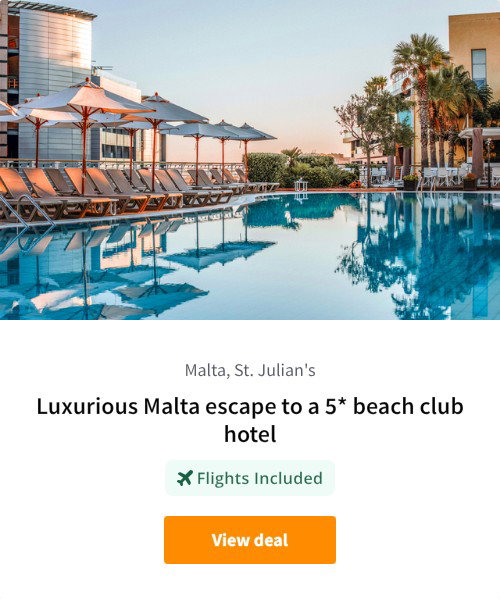 Luxurious Malta escape to a 5* beach club hotel