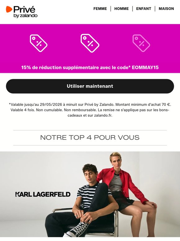 15% de réduction supplémentaire | KARL LAGERFELD, Napapijri & Michael Kors ⎪ Nos meilleures ventes 🏆