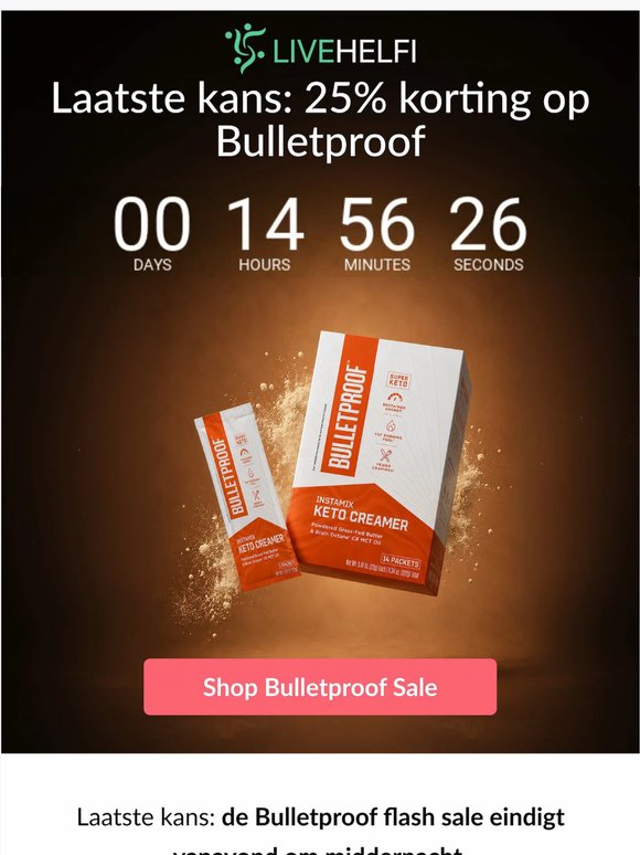 25% korting op Bulletproof eindigt vanavond