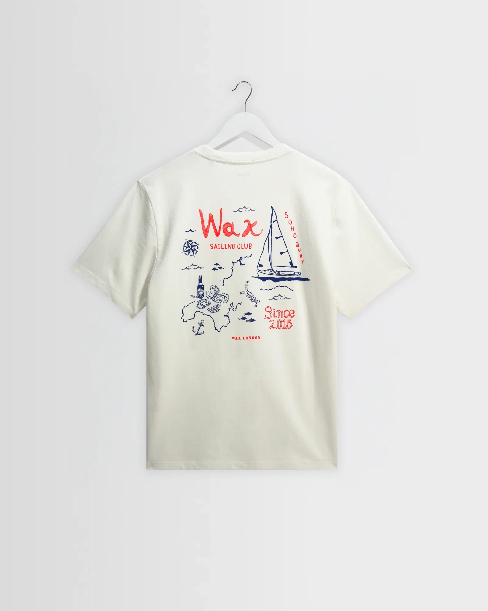 Dean - Off White And Multicolour Sailing Map Print T-Shirt