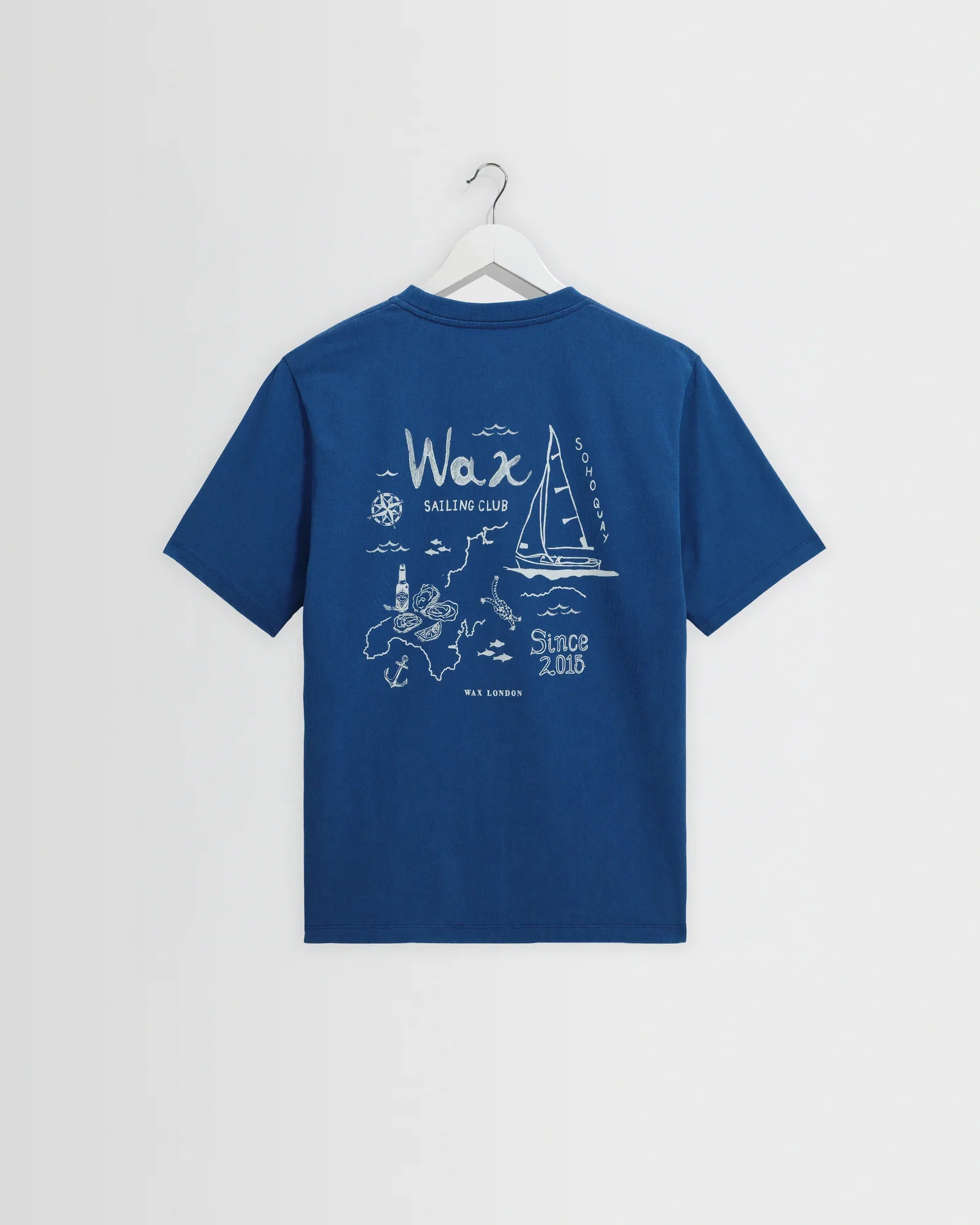 Dean - Blue And Ecru Sailing Map Print T-Shirt