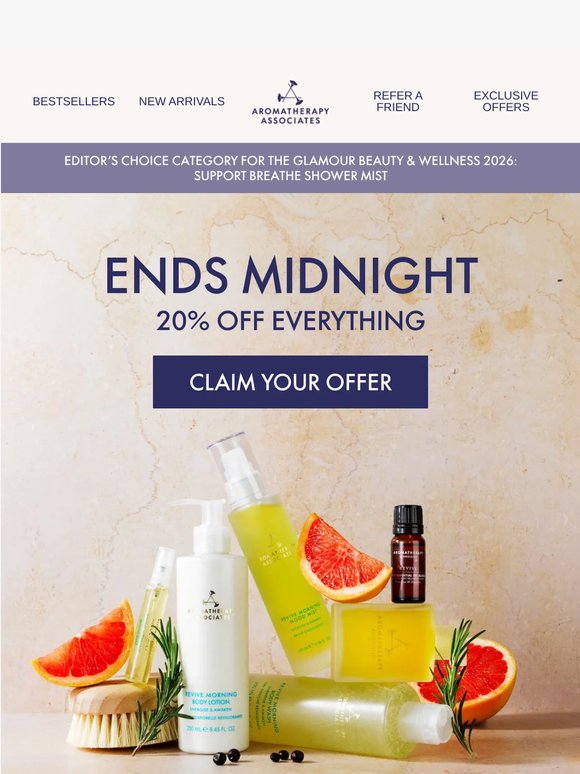 Ends Midnight. Your 20% off Awaits.