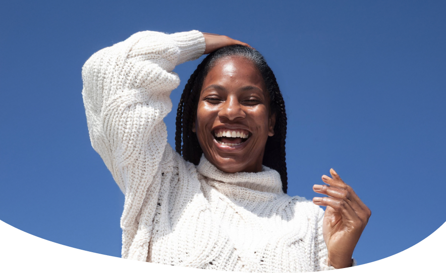 Image: Person smiling, outdoors
