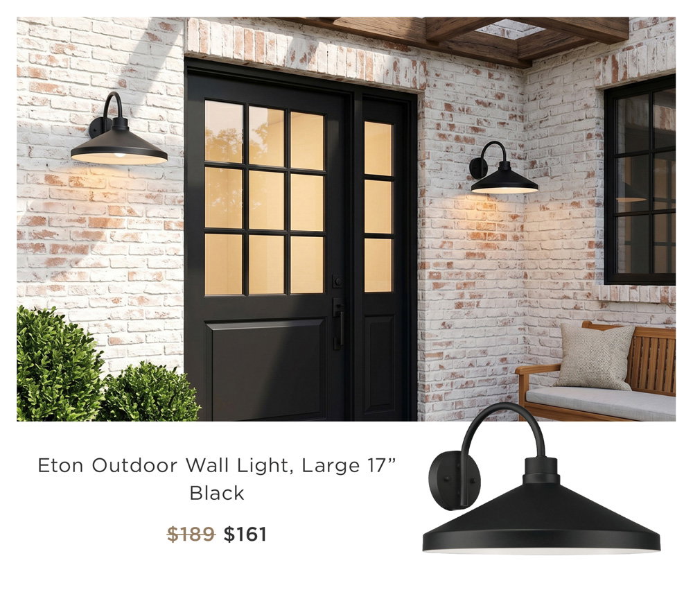 Eton Outdoor Wall Light, Large 17” Black