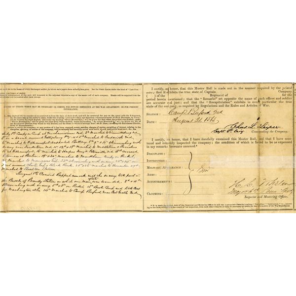 PA. Historic Civil War Muster Roll For Company 