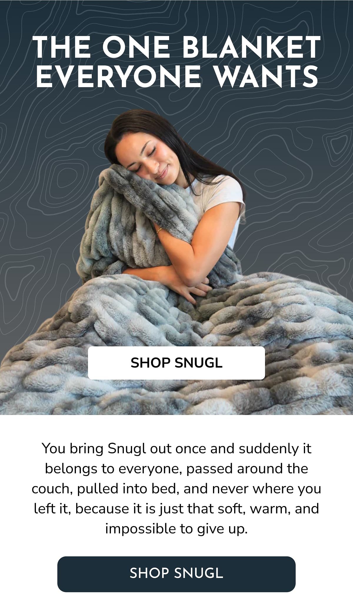 A person wrapped in a soft blanket, looking cozy and relaxed.