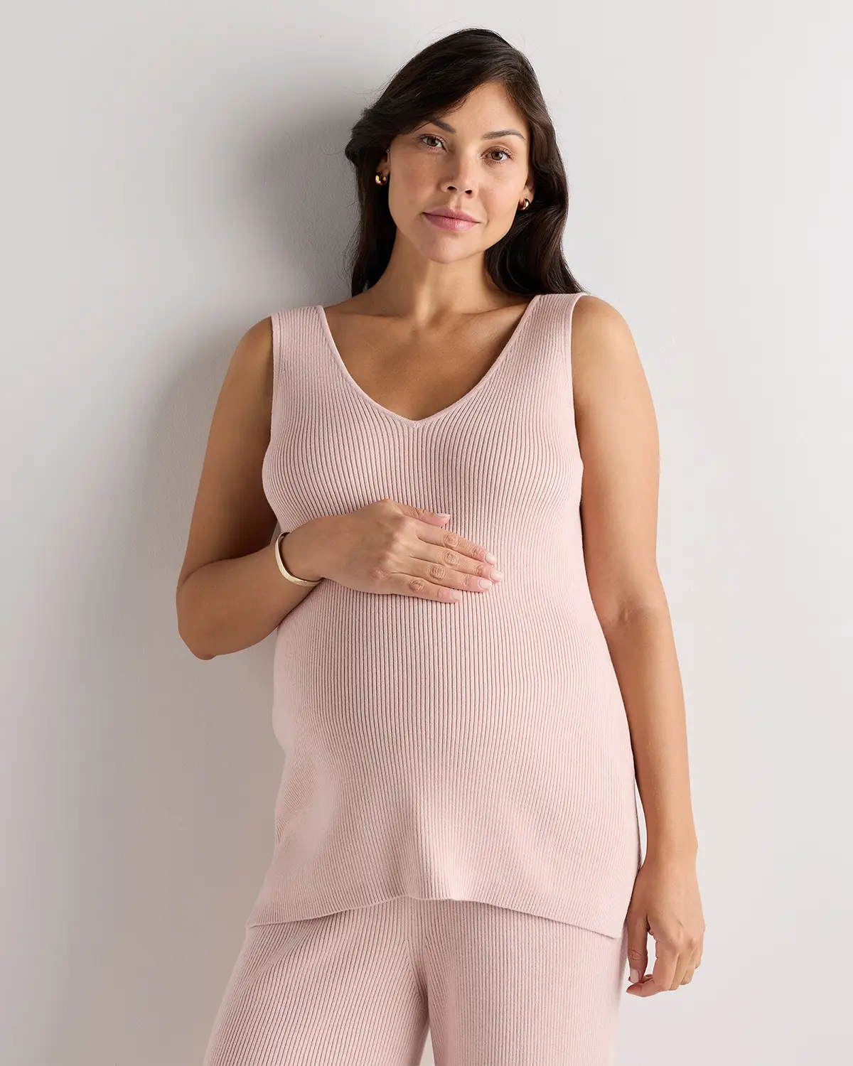 Cotton Cashmere Maternity and Nursing V-Neck Tank