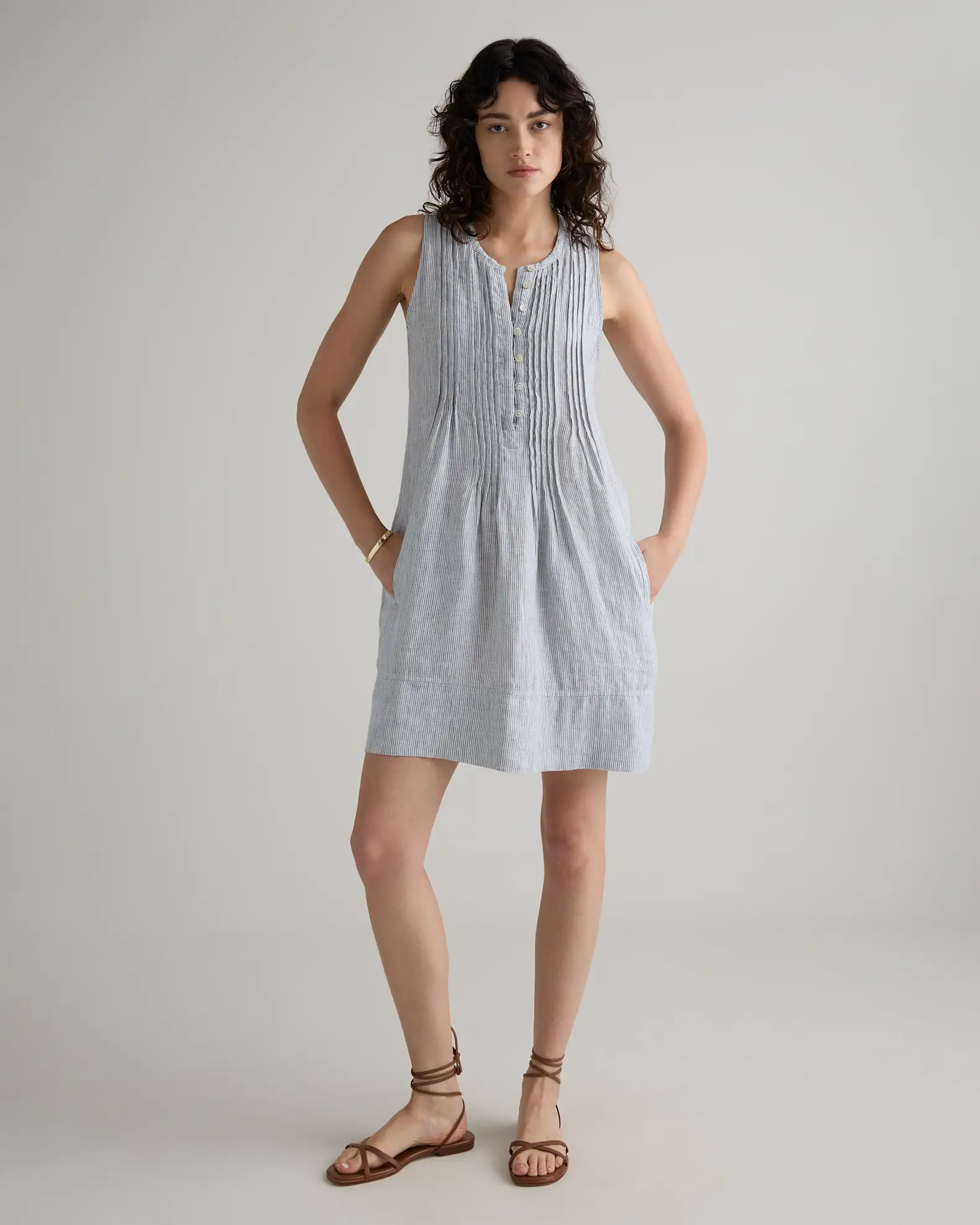 100% European Linen Sleeveless Swing Dress