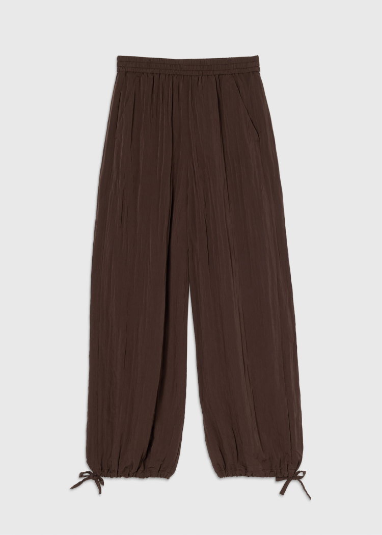 Brown Balloon Tie Hem Trousers