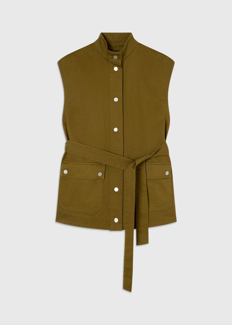 Khaki Sleeveless Safari Jacket